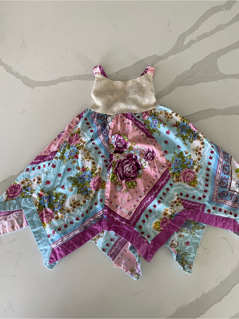 Blueberi Boulevard Floral Patchwork cottagecore fairy Handkerchief summer Dress